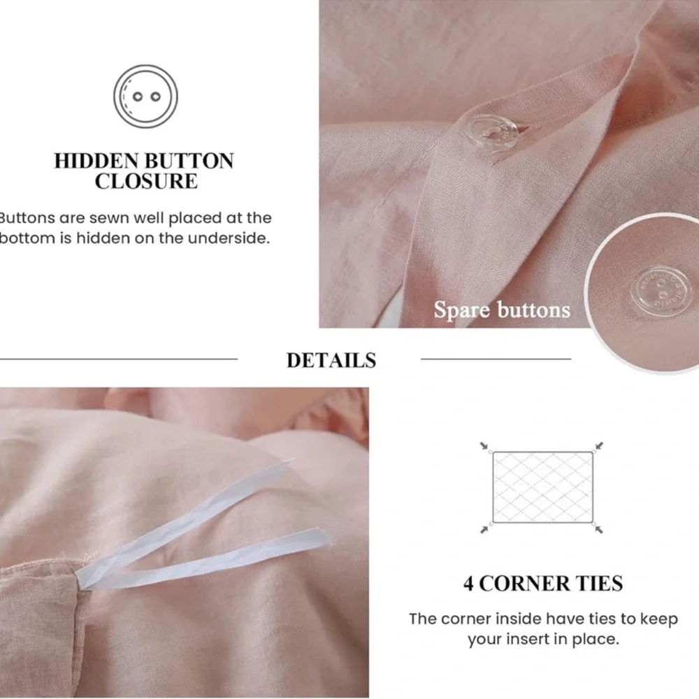 🆕 Luxury 100% Linen Ruffle Duvet Cover Set in QUEEN